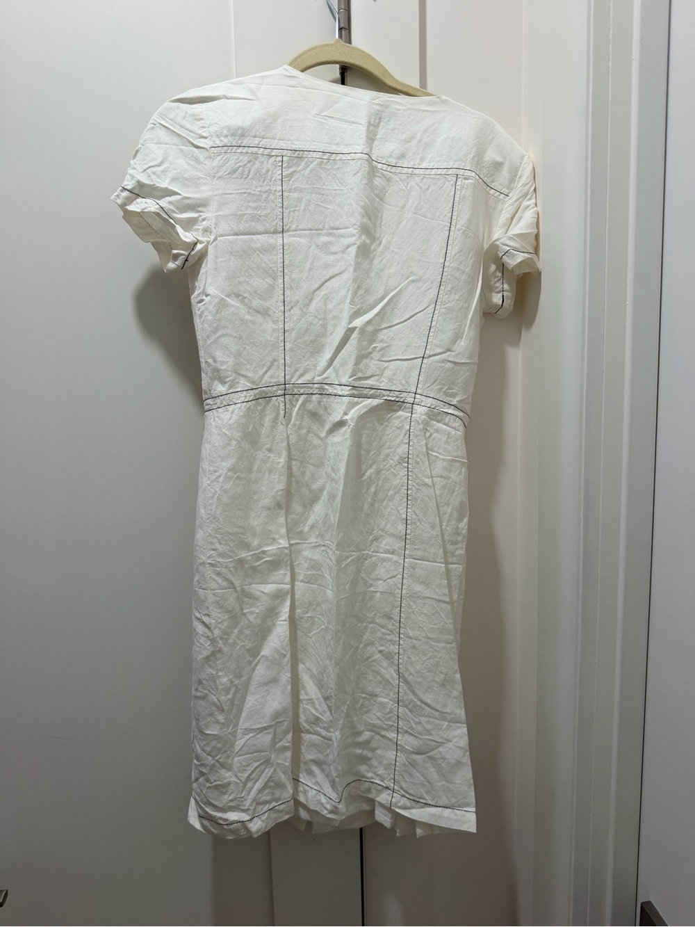 Karl Lagerfeld White Button-Front Short Sleeve Midi Dress - Picture 4 of 5